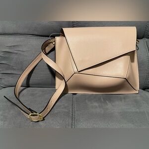 Isadora Blush Taupe Italian Leather Puzzle Crossbody Bag